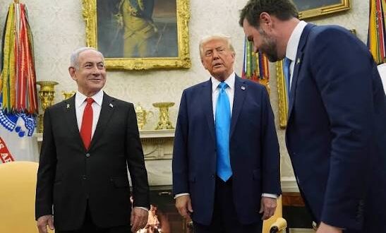 دي فانس وترامب ونتينياهو في البيت الابيض اليوم